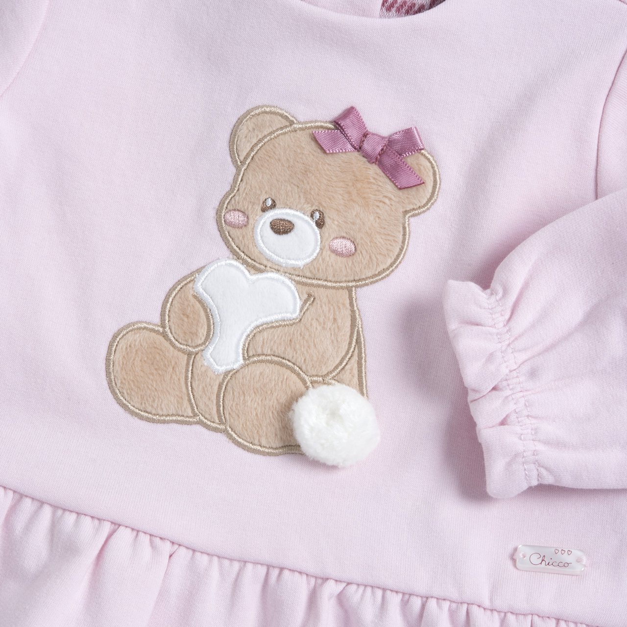 Conjunto de Camiseta Rosa con Osito y Pantalones Rosa Chicco - 2
