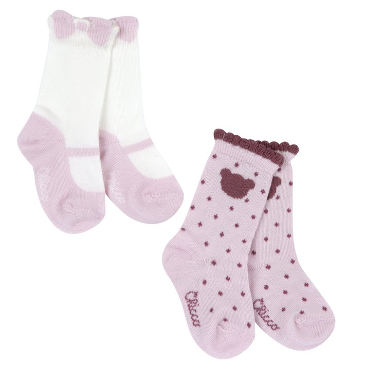 Set van twee paar kniekousen jacquard