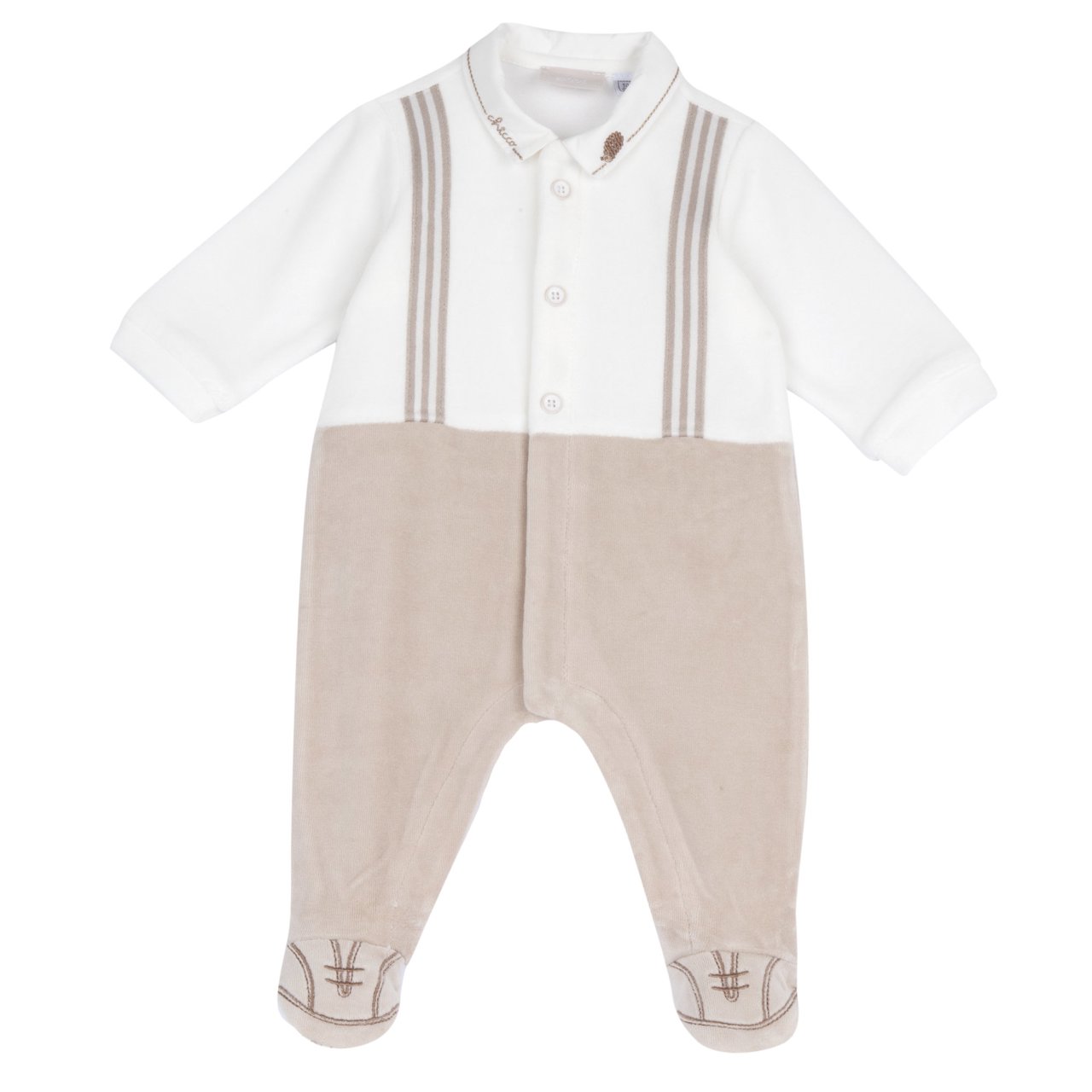 Pelele Blanco y Beige con Efecto Tirantes Chicco - 0