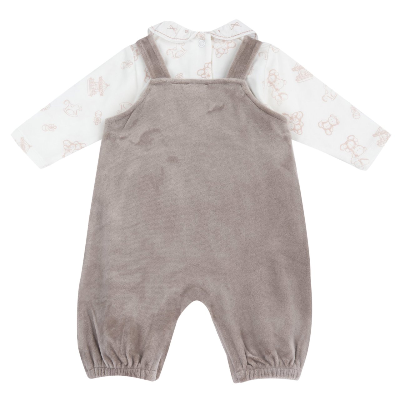 Conjunto de Body con Ositos y Peto Largo Beige Chicco - 1