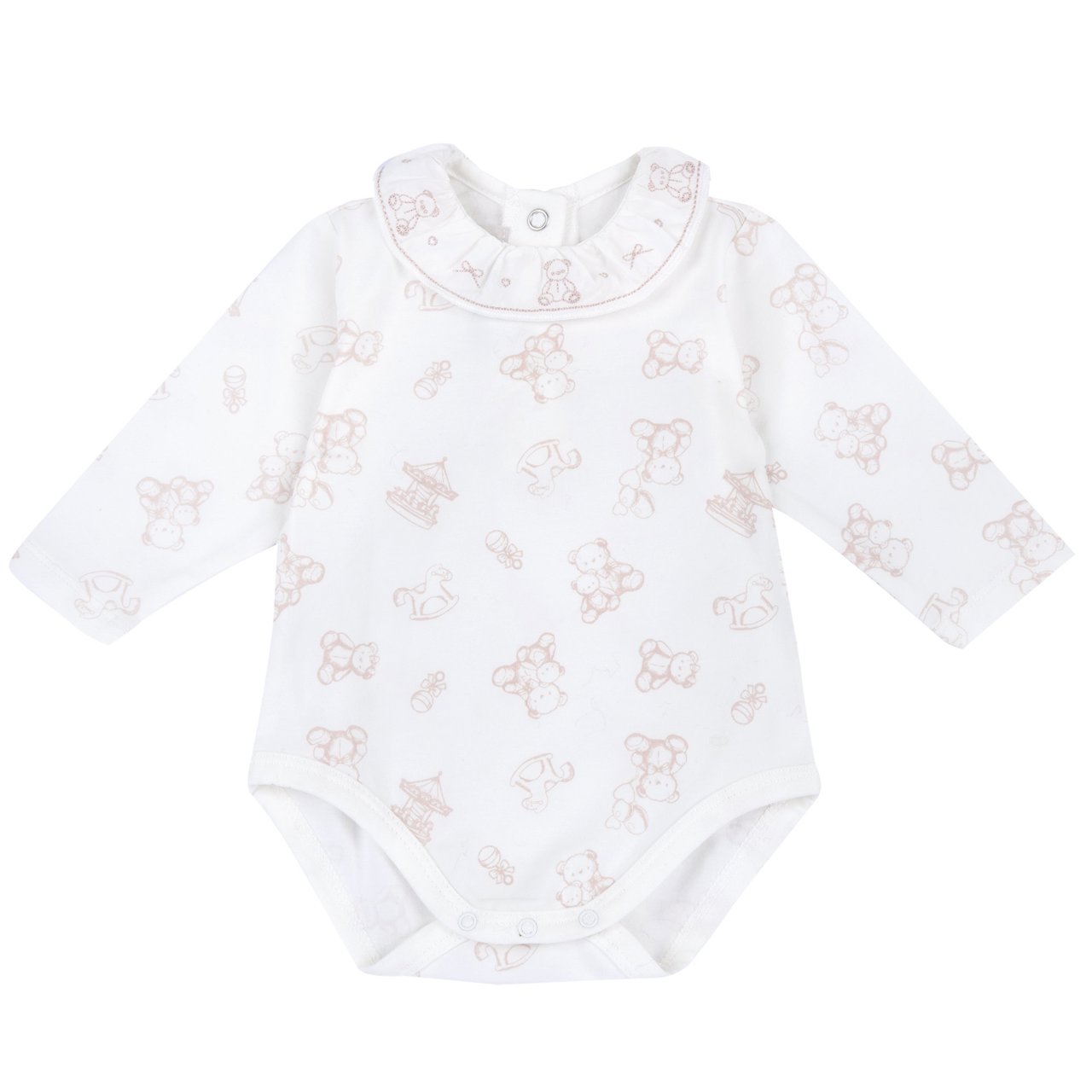 Conjunto de Body con Ositos y Peto Largo Beige Chicco - 3