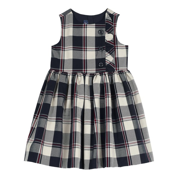 Vestido sem Mangas com Padr&atilde;o Escoc&ecirc;s