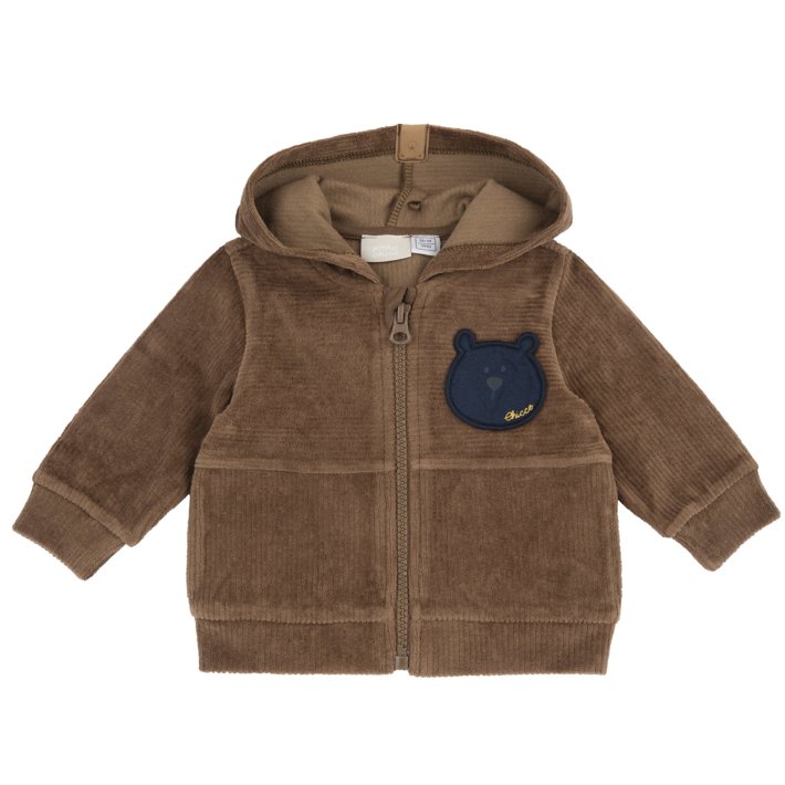 Cardigan aperto con zip e cappuccio