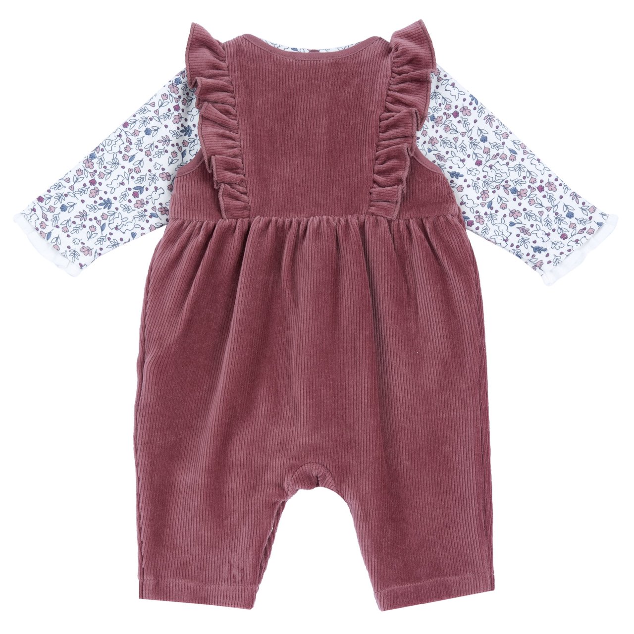 Conjunto de Body de Flores y Peto Largo de Canal&eacute; Rosa Chicco - 1