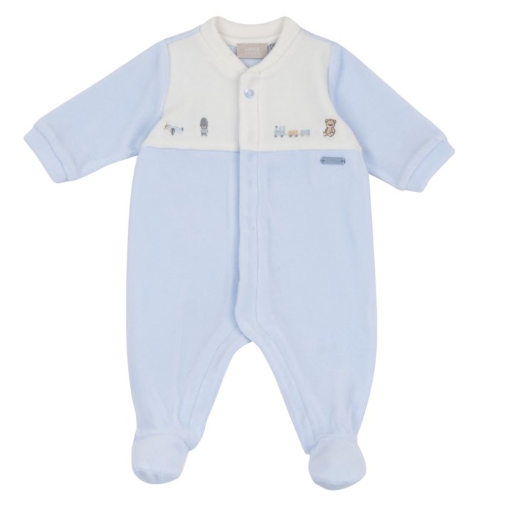 Babygrow Azul com Ursinhos e Comboio