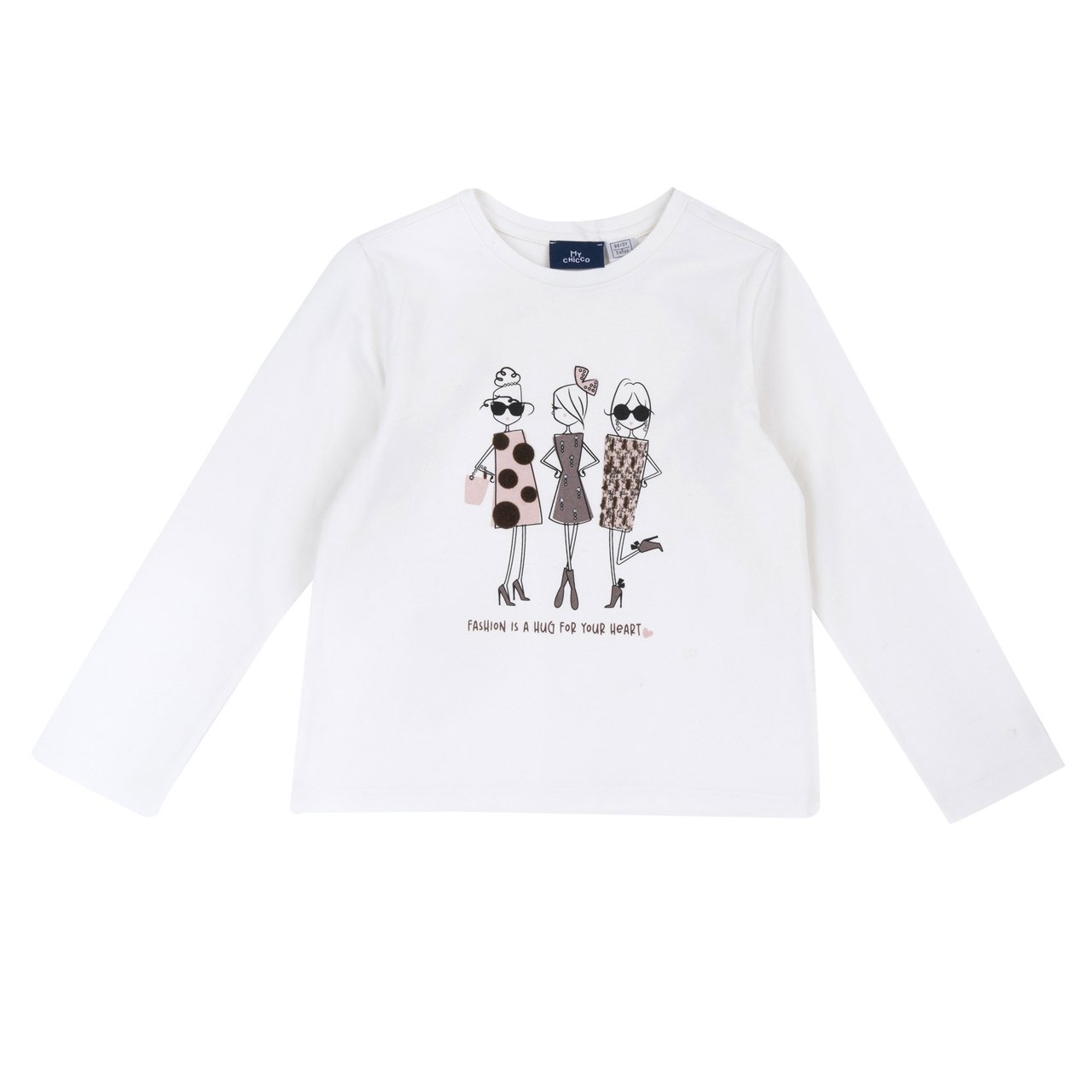 Camisola de Manga Comprida Branca com Bonecas Chicco - 0