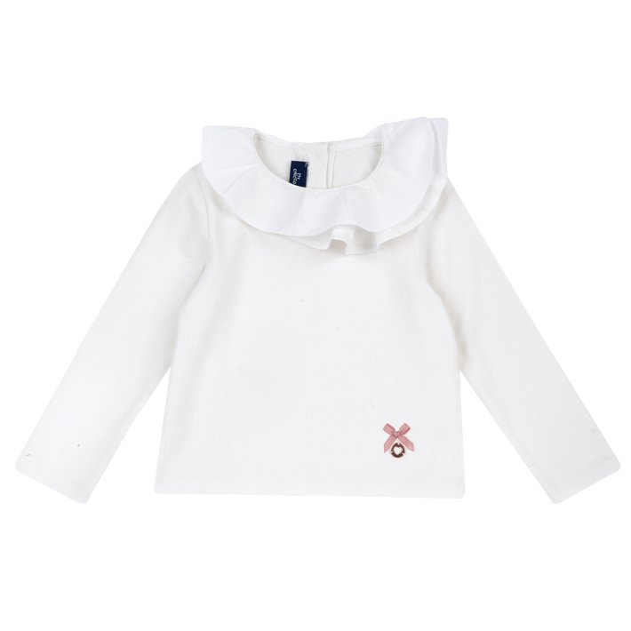 Camisola de Manga Comprida e Grande Gola Branca