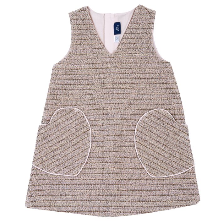 Vestido Sem Mangas &agrave;s Riscas com Bolsos de Cora&ccedil;&atilde;o