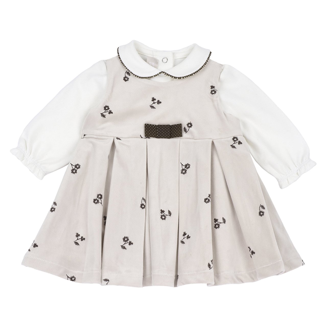 Conjunto de Camiseta Blanca y Vestido de Manga Corta con Flores Chicco - 0