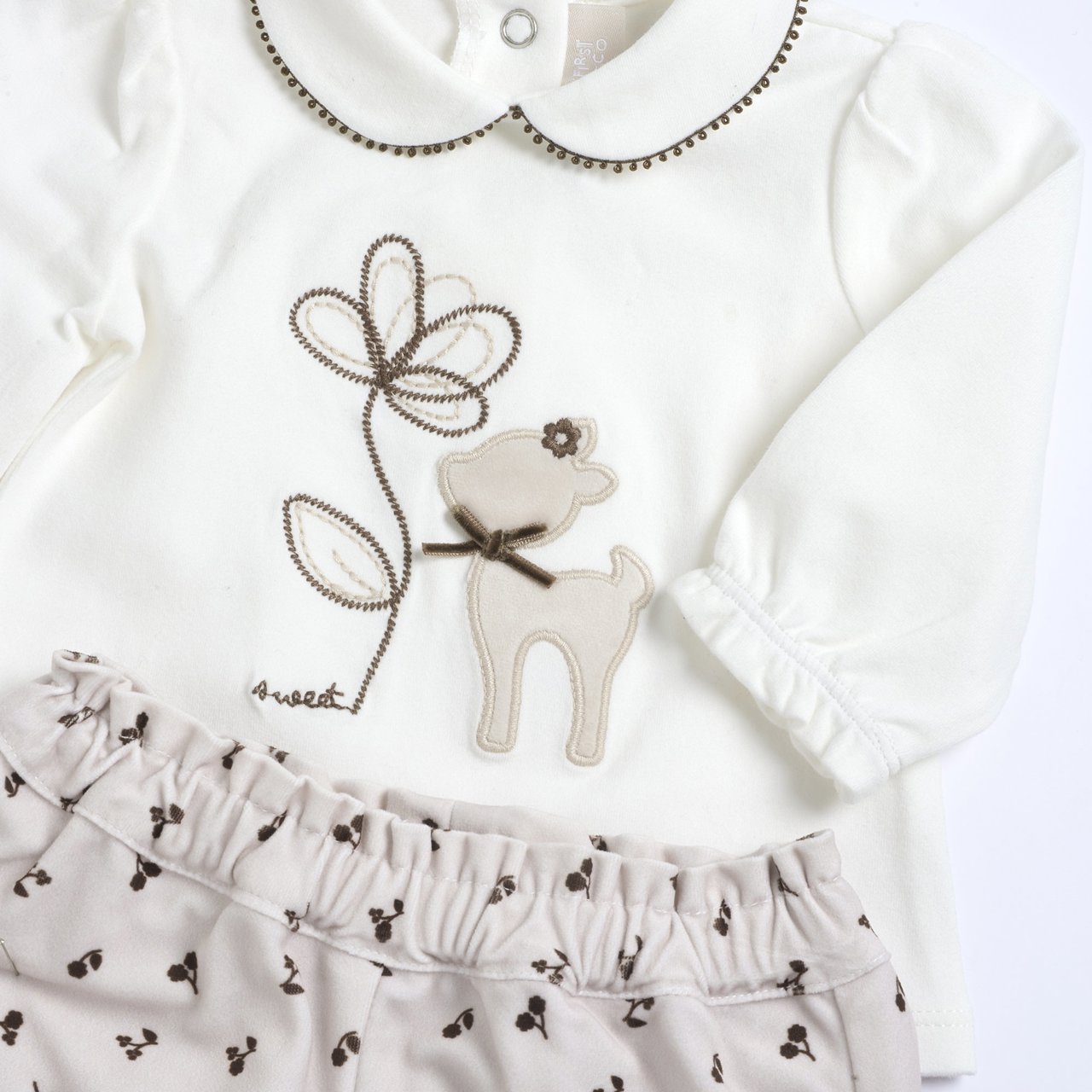Conjunto de Camiseta con Ciervo y Pantalones con Flores Chicco - 2
