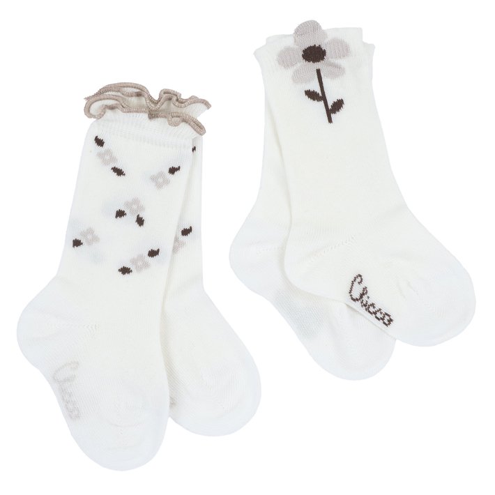 Set van twee paar kniekousen jacquard
