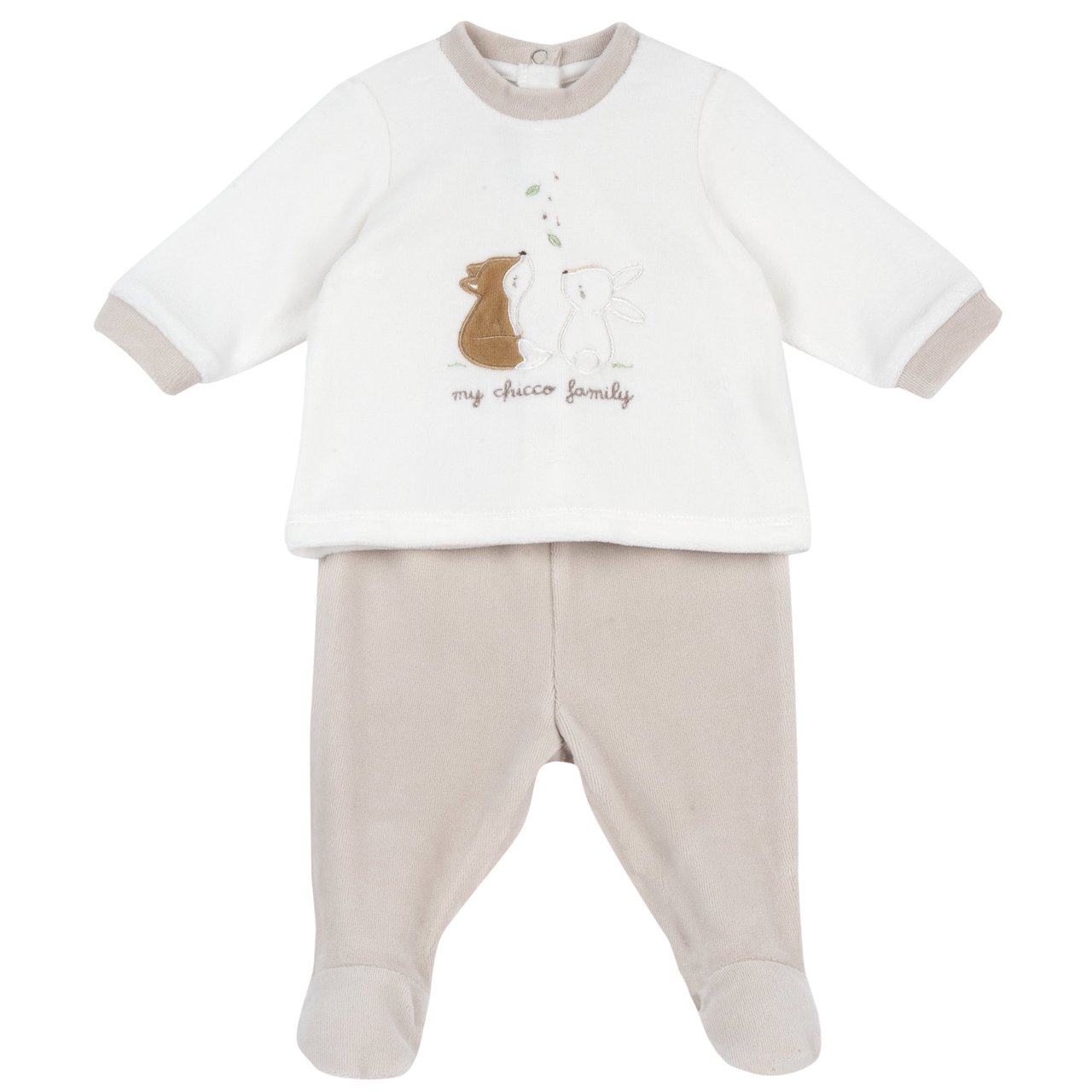Conjunto de Camiseta con Conejito y Zorro y Pantalones con Pies Chicco - 0