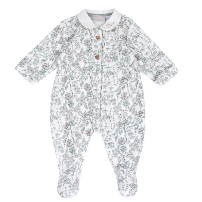 Babygrow com Flores e Gola Bordada