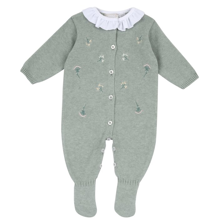Babygrow Verde com Flores Bordadas