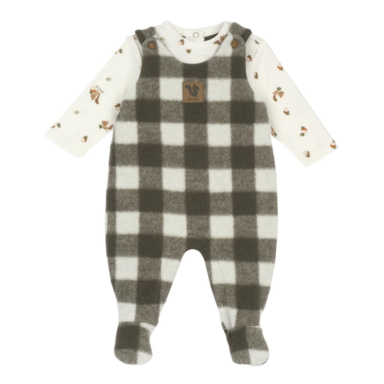 Conjunto de Body y Peto Largo de Cuadros Chicco - 0