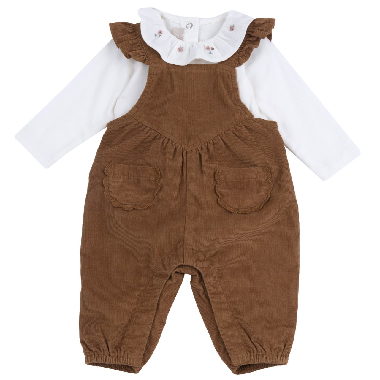 Conjunto de Body Blanco y Peto Largo Marr&oacute;n Chicco - 0