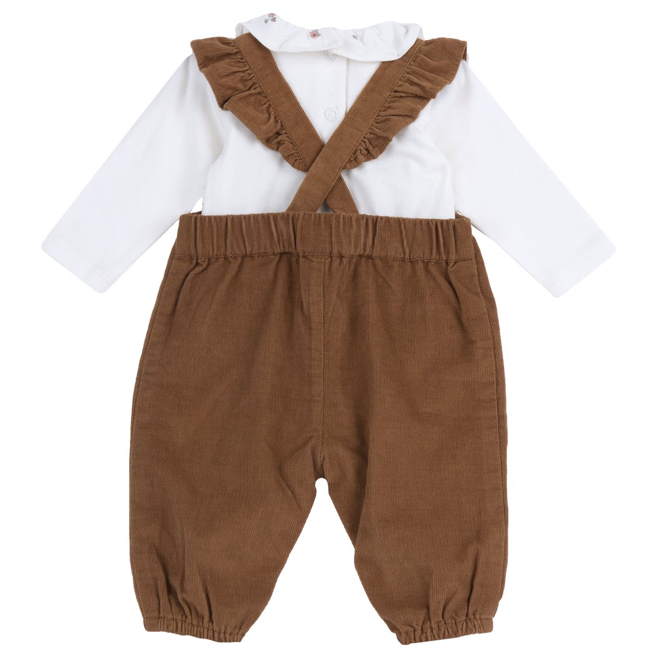 Conjunto de Body Blanco y Peto Largo Marr&oacute;n Chicco - 1