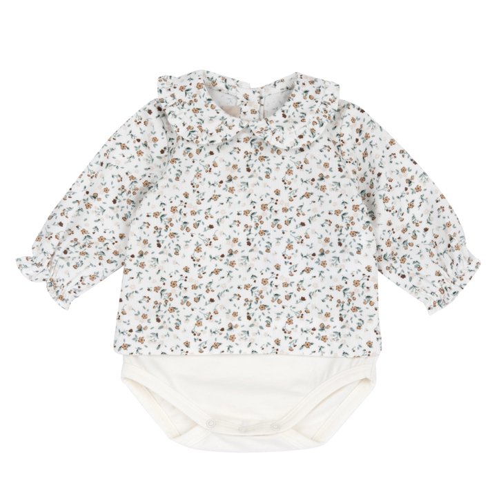 Body Camisa de Manga Comprida com Flores