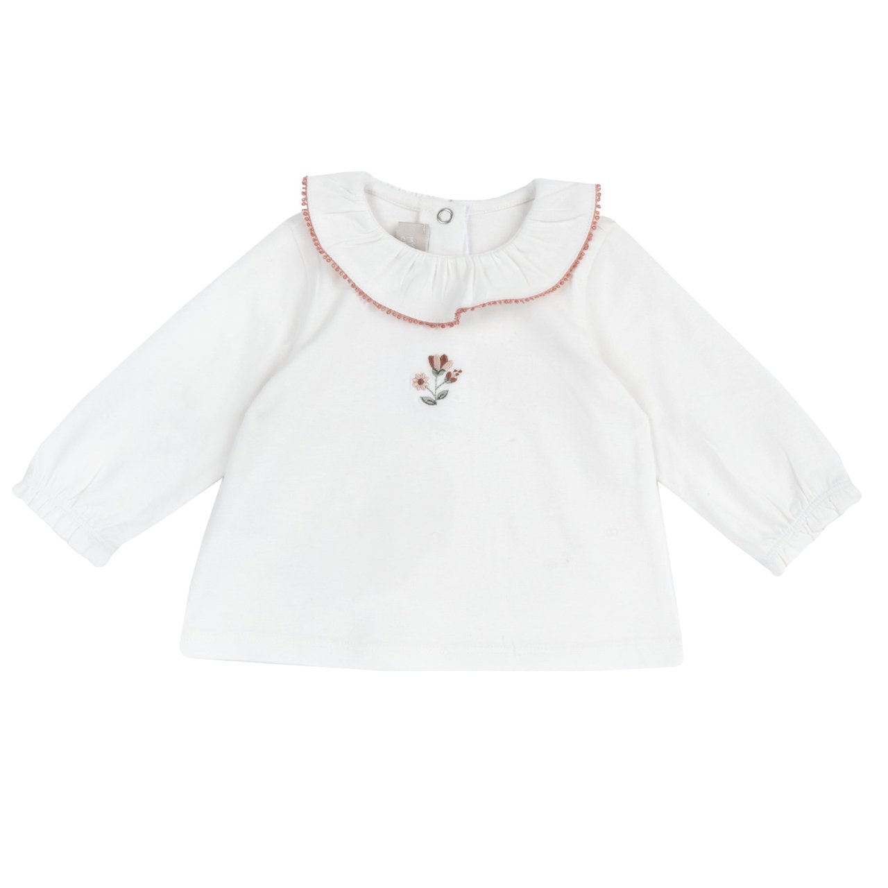 Camiseta Blanca con Bordado de Flores Chicco - 0