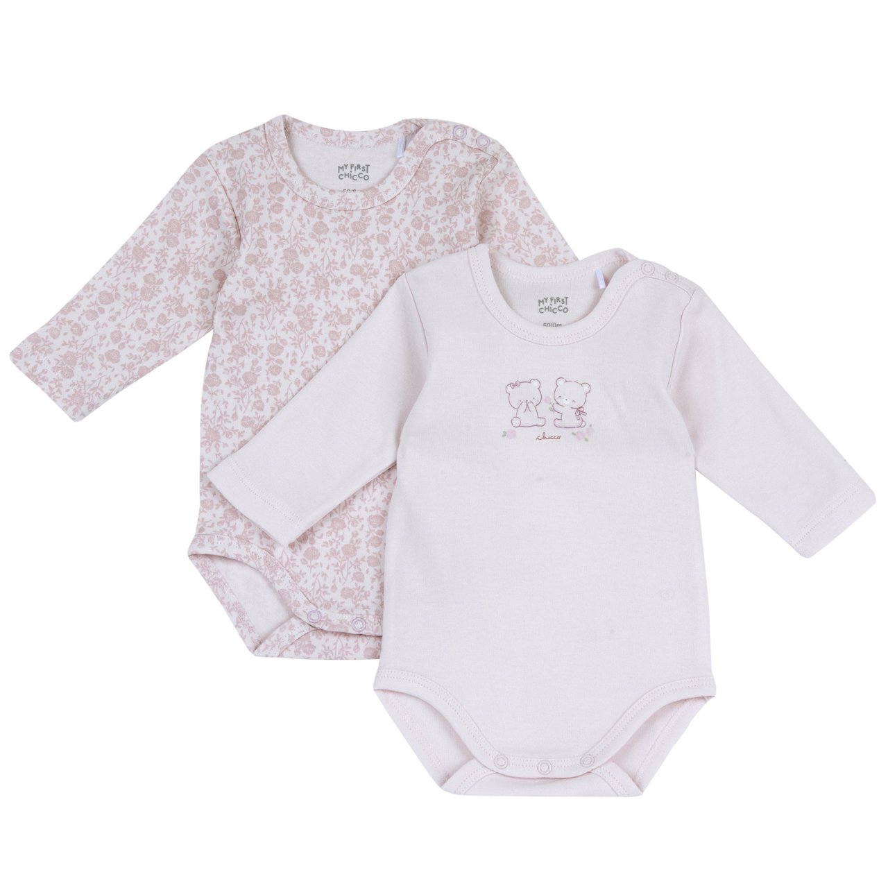 Conjunto de Bodies Rosa con Flores y Ositos Chicco - 0