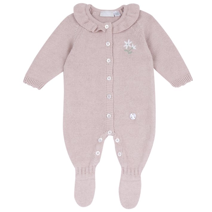 Babygrow de Malha Rosa com Flor