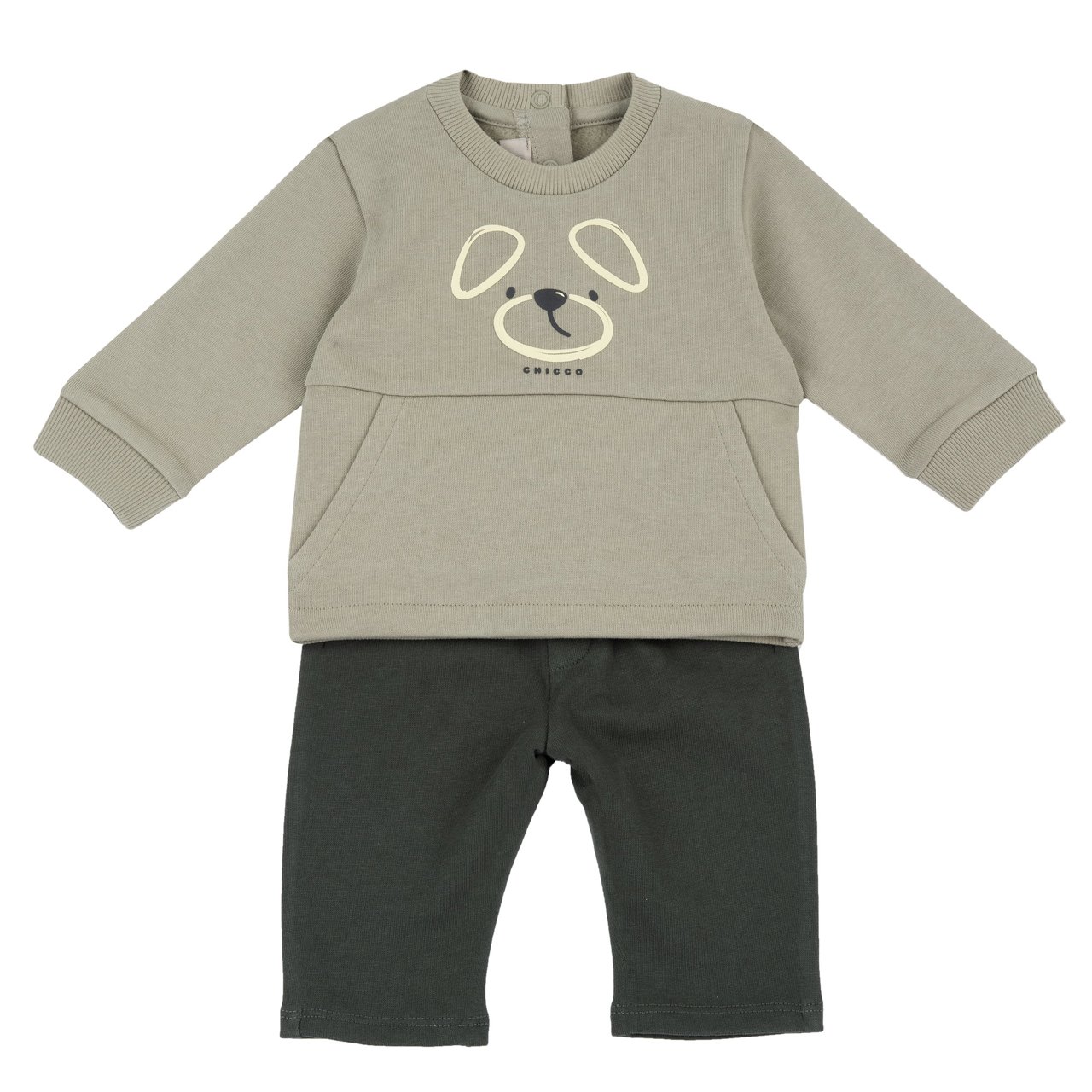 Conjunto de Camiseta Verde com Perrito y Pantalones Chicco - 0