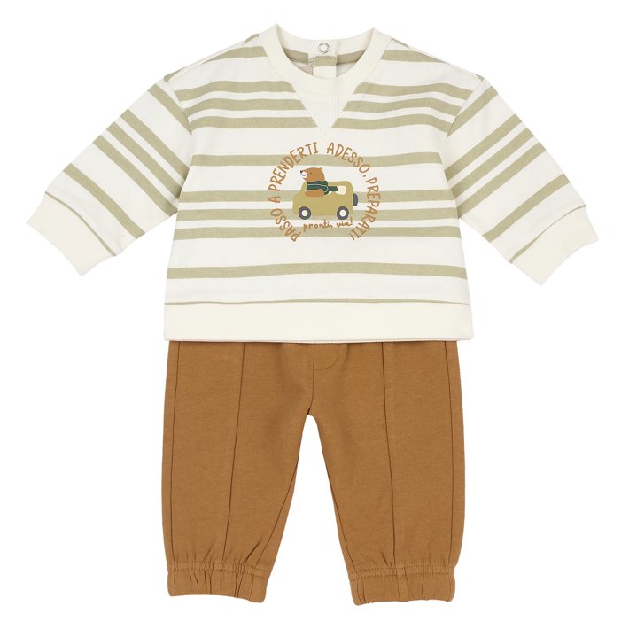 Conjunto de Camisola &agrave;s Riscas e Cal&ccedil;as Laranja