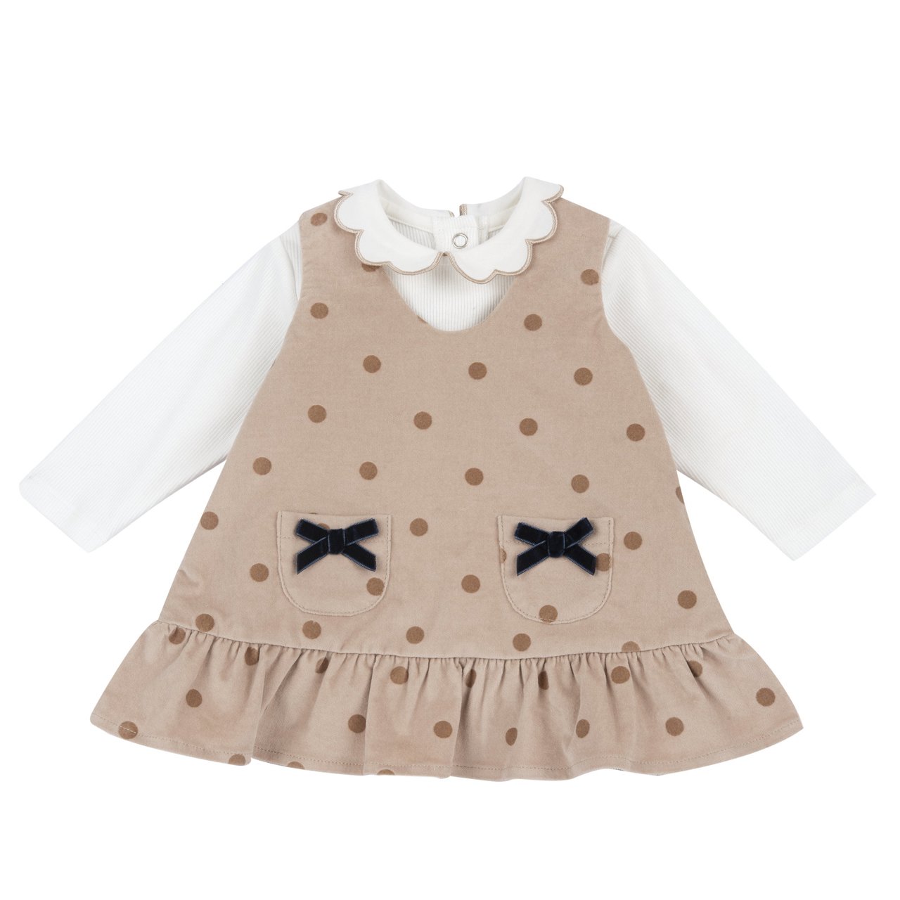 Conjunto de Vestido &agrave;s Bolinhas e Camisola Chicco - 0
