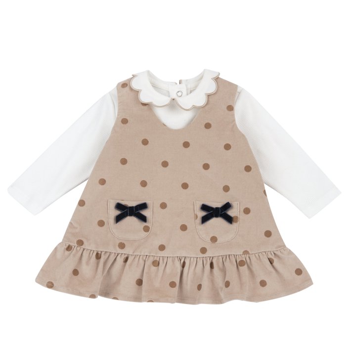 Conjunto de Vestido &agrave;s Bolinhas e Camisola