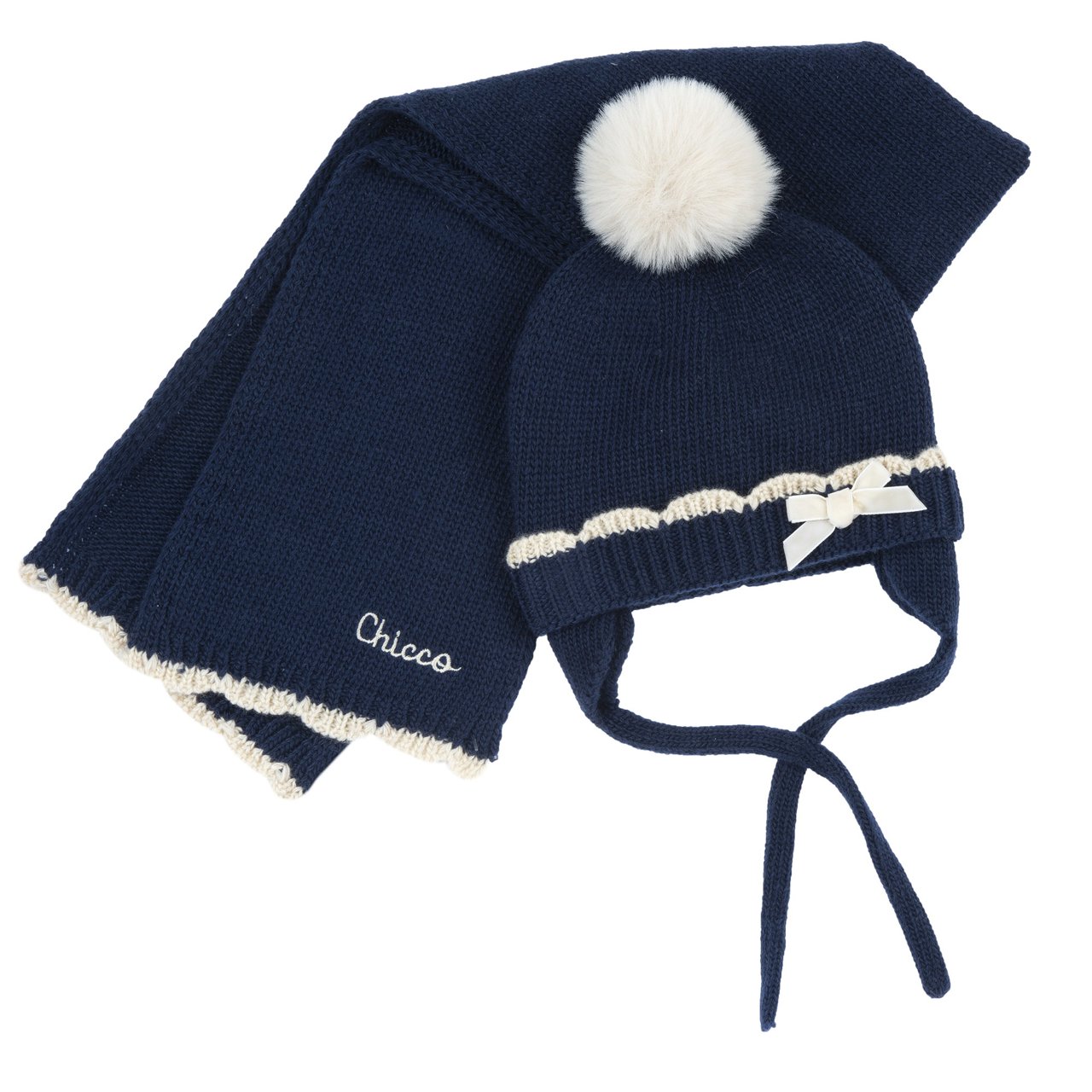 Conjunto de Gorro Azul com Pompom e Cachecol Azul Chicco - 0