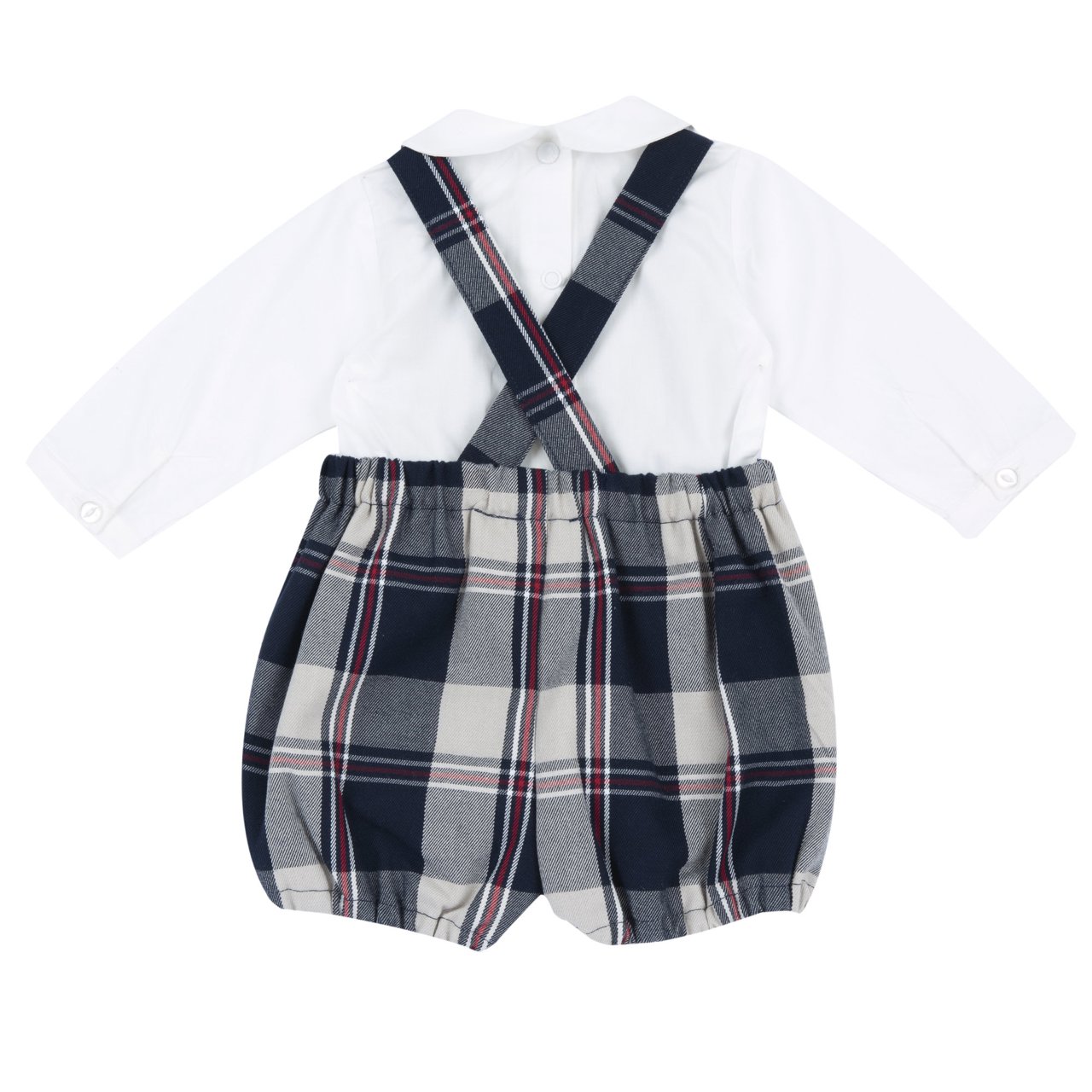 Conjunto con Body Blanco y Peto Corto a Cuadros Chicco - 1