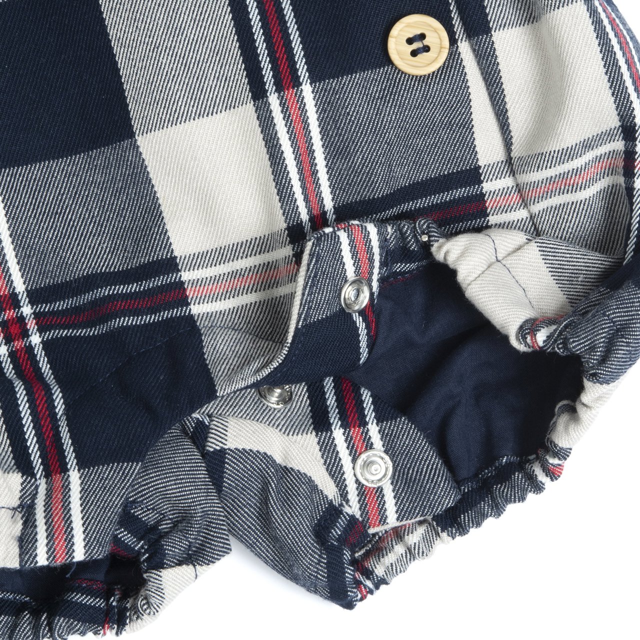 Conjunto con Body Blanco y Peto Corto a Cuadros Chicco - 2