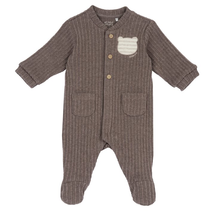 Babygrow Castanho com Ursinho &agrave;s Riscas