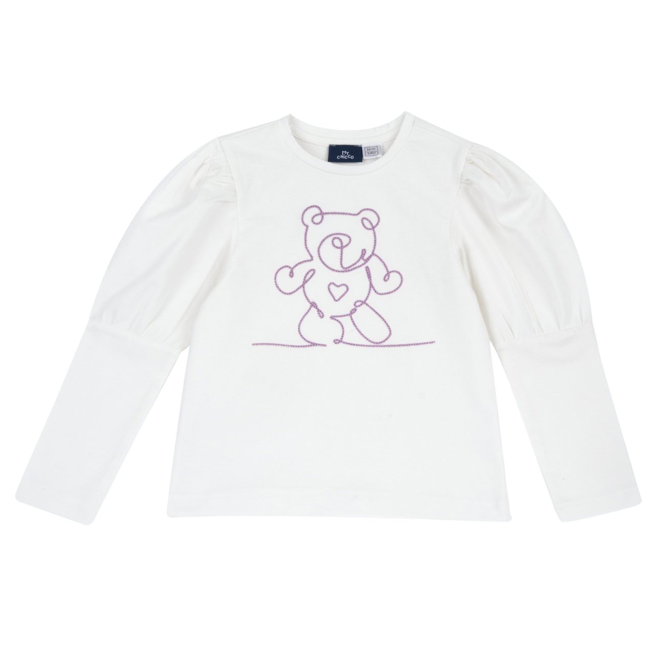 Camisola de Manga Comprida Branca com Ursinho Chicco - 0