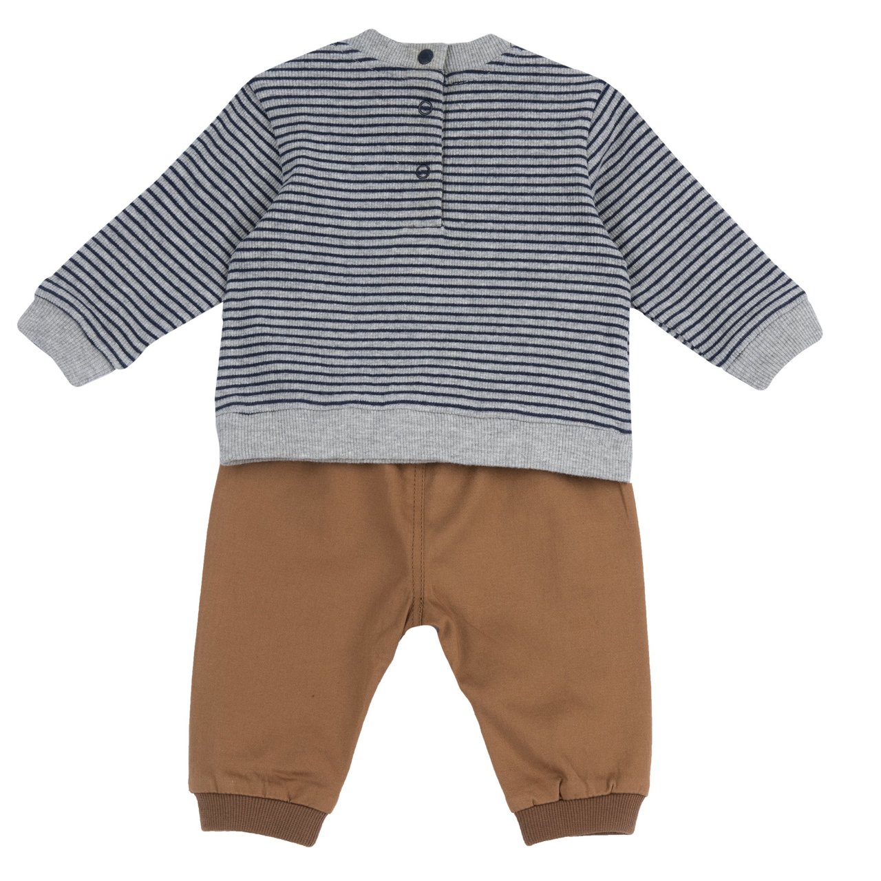 Conjunto de Sudadera de Rayas y Pantalones Marr&oacute;n Chicco - 1