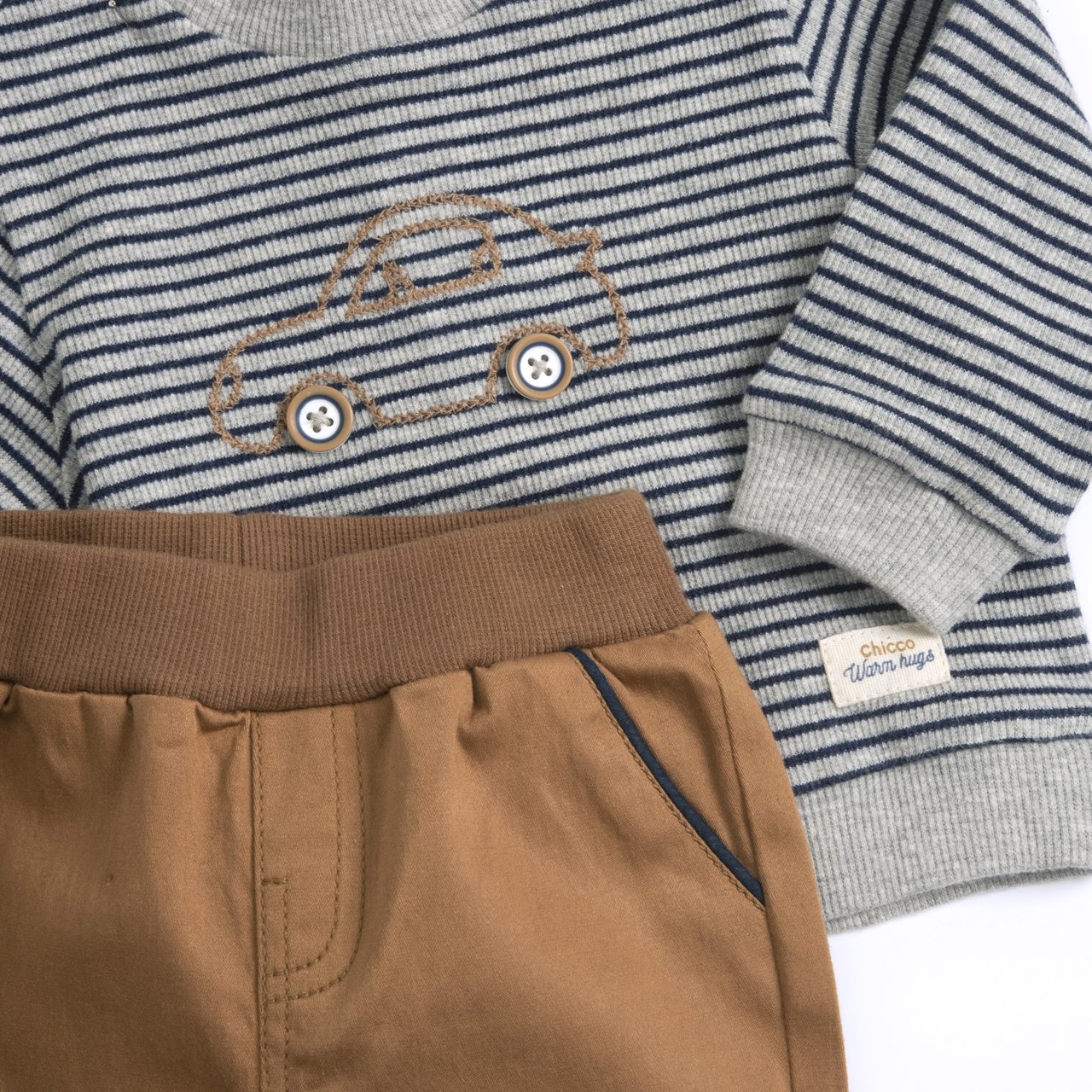 Conjunto de Sudadera de Rayas y Pantalones Marr&oacute;n Chicco - 2