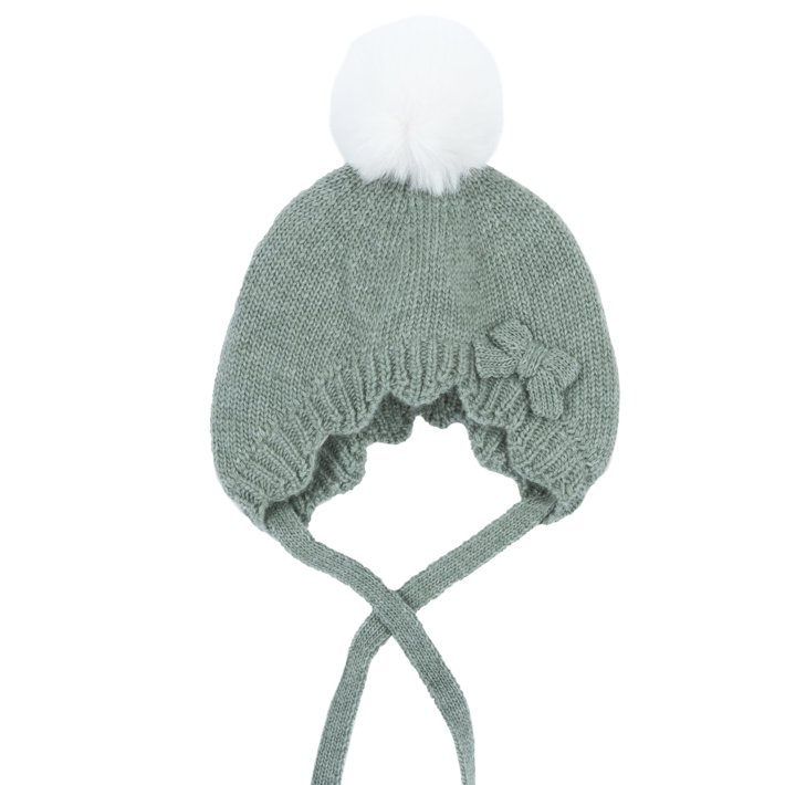 Gorro de Punto Verde con Lazo