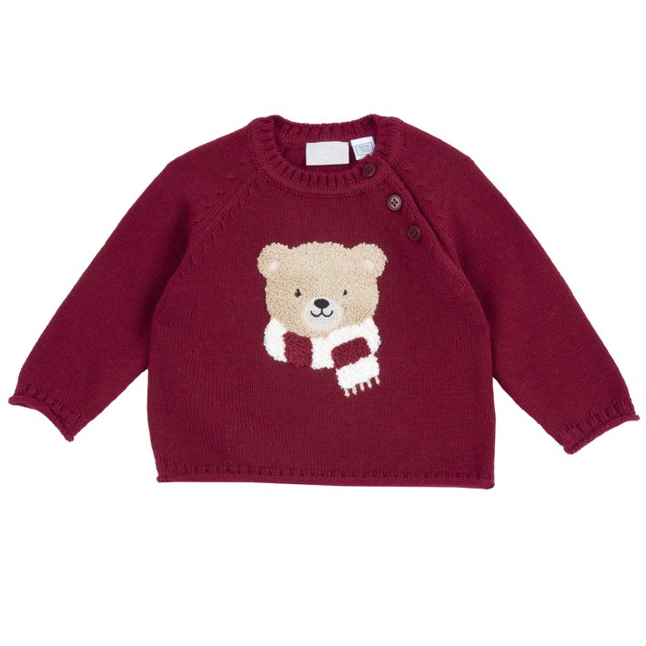 Camiseta de Punto Roja con Osito