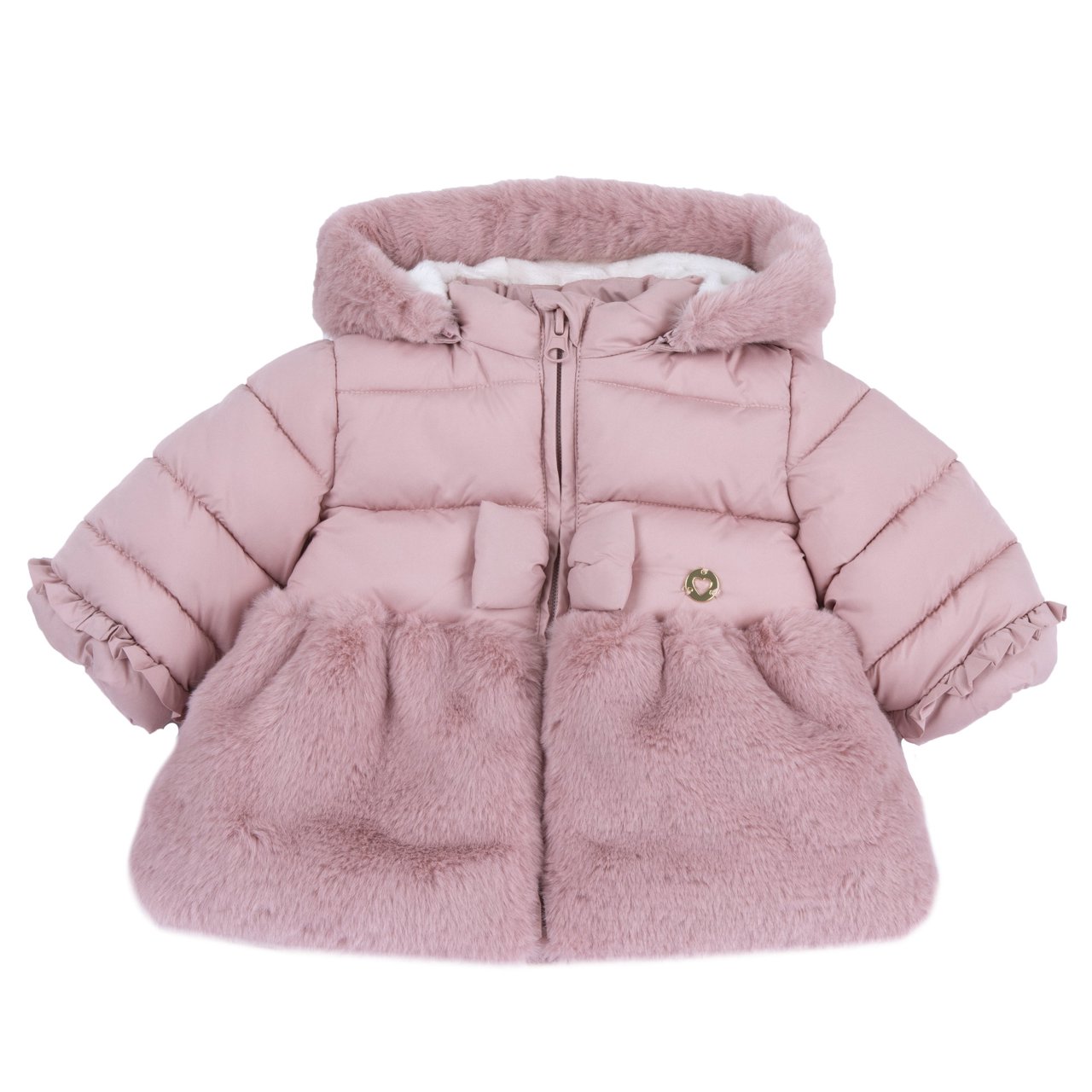 Abrigo Acolchado Rosa con Pelo Chicco - 0
