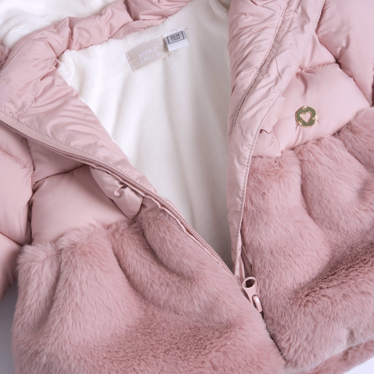 Abrigo Acolchado Rosa con Pelo Chicco - 2