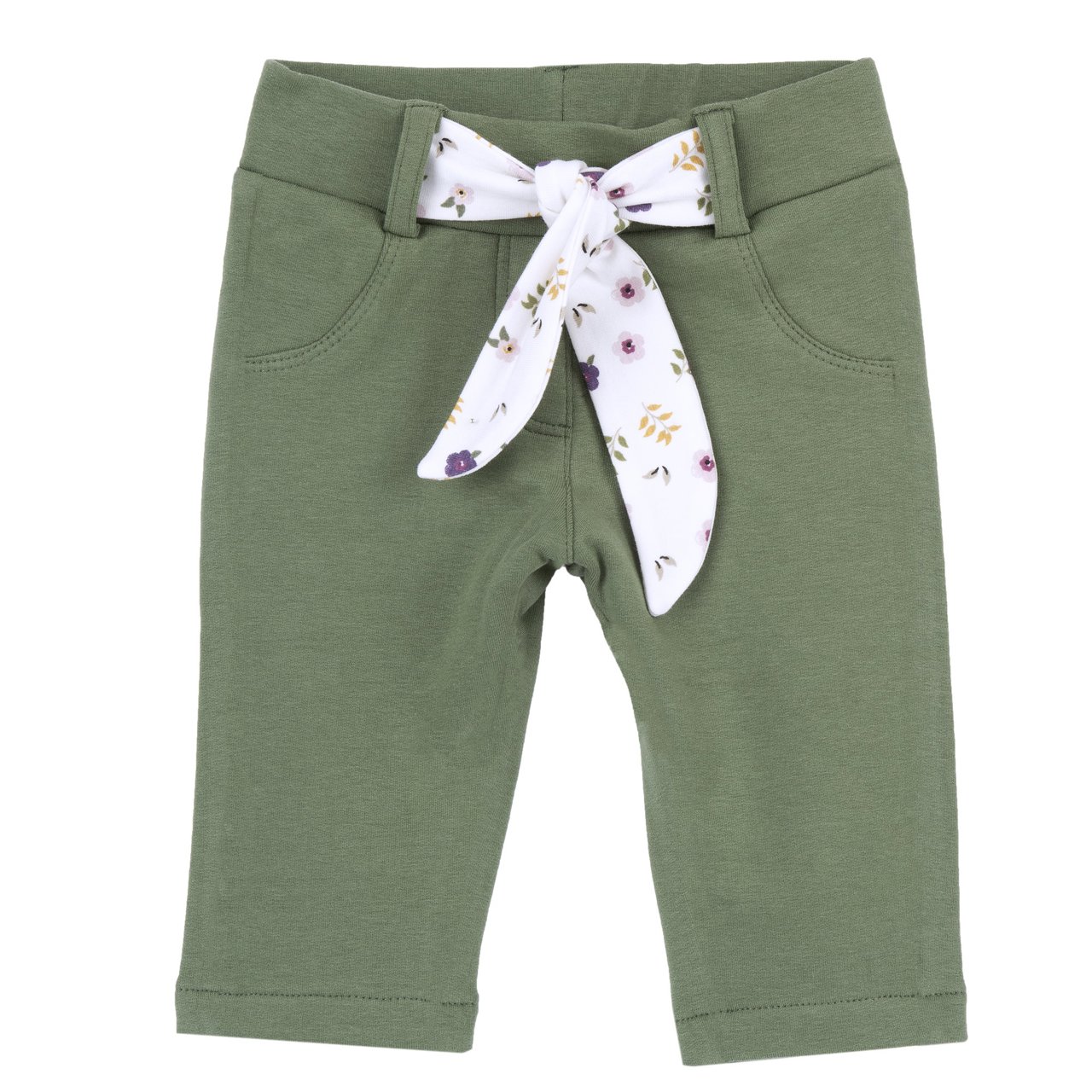 Pantalones Verdes Largos con Lazo de Flores Chicco - 0