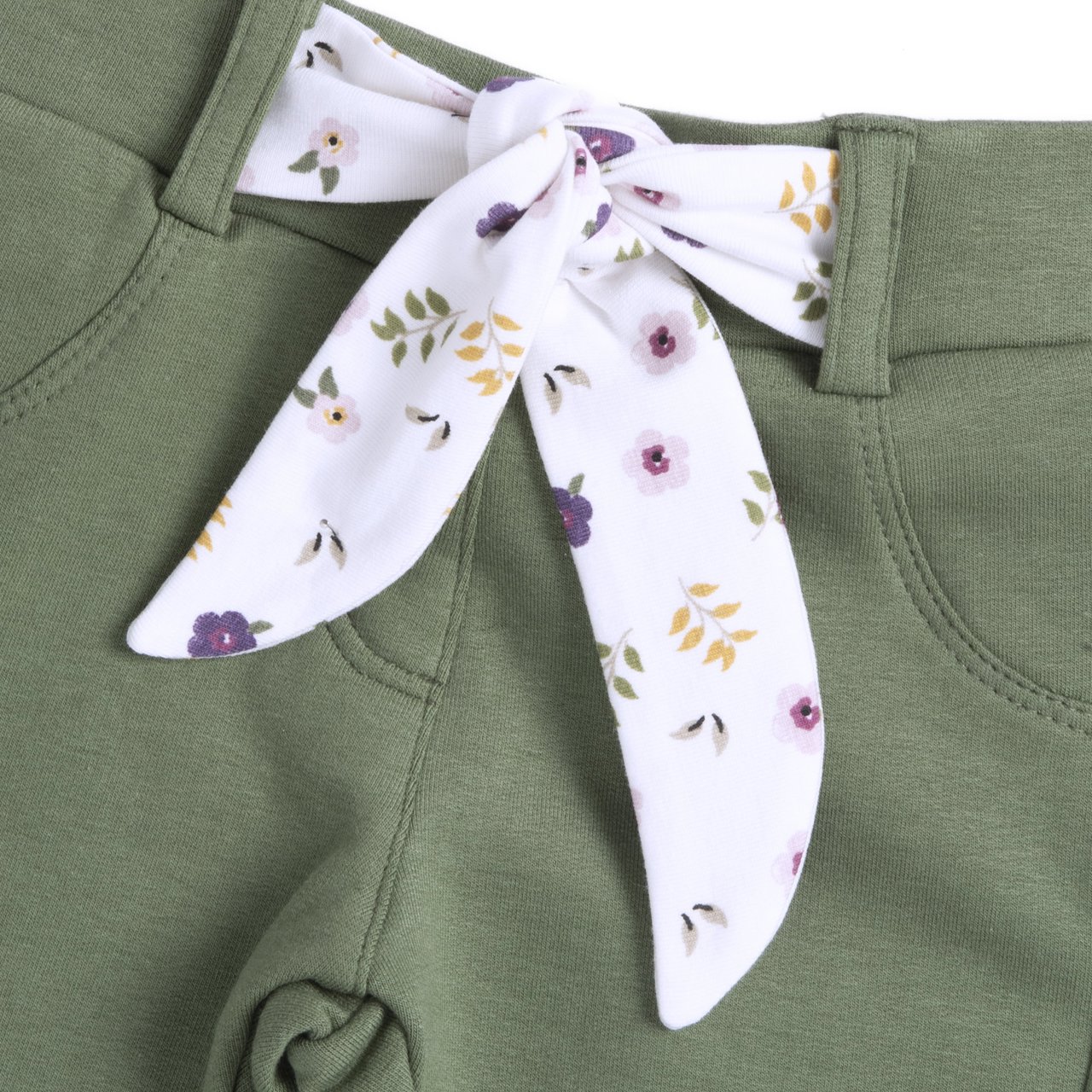 Pantalones Verdes Largos con Lazo de Flores Chicco - 2
