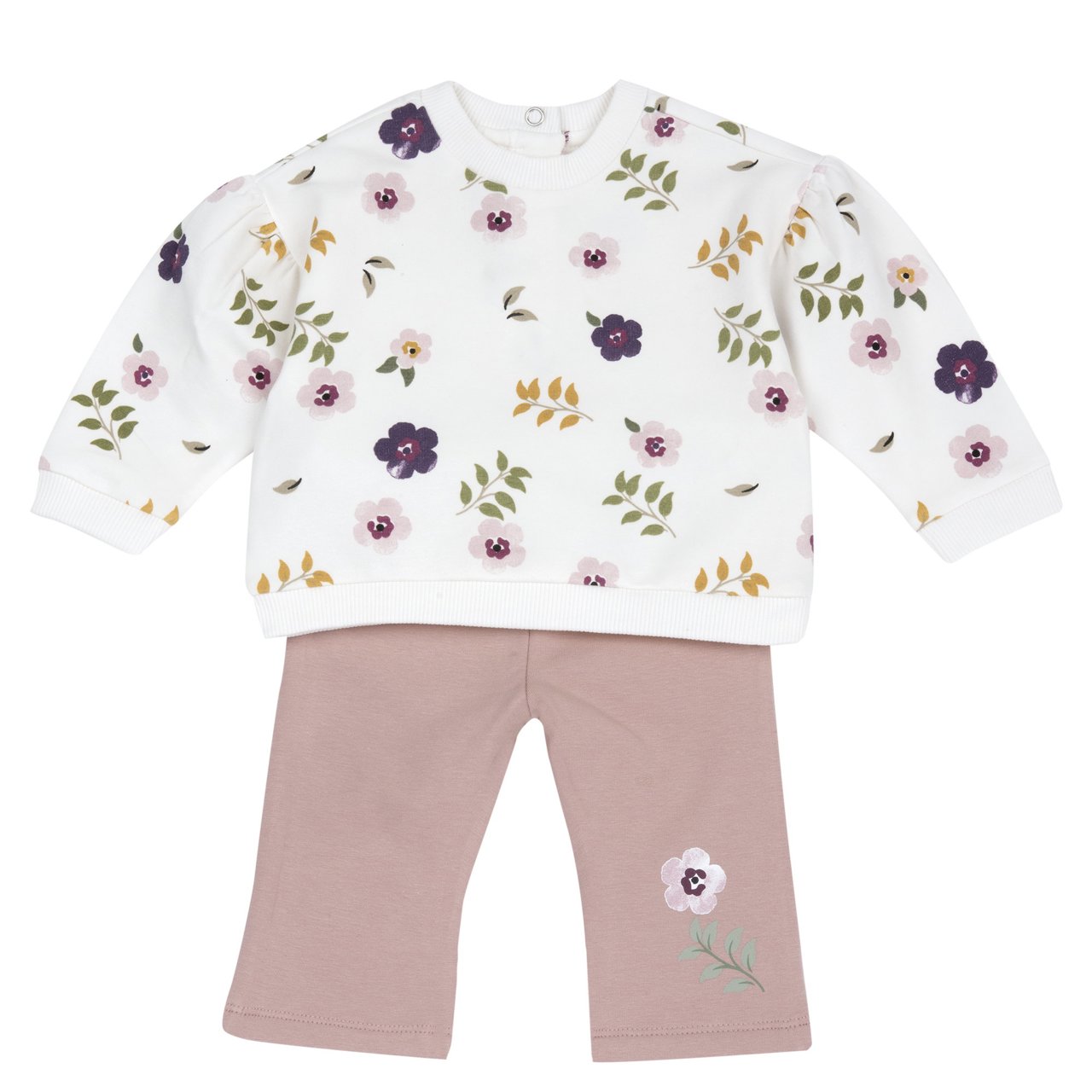 Conjunto de Camisola com Flores e Leggings Rosa Chicco - 0