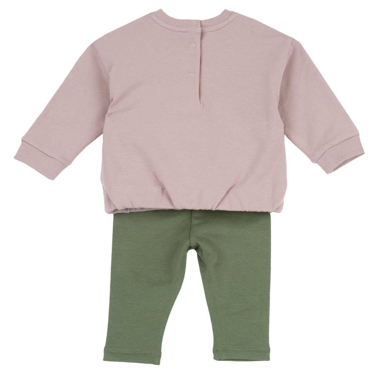 Conjunto de Sudadera Rosa con Flores y Pantaones Verdes Chicco - 1