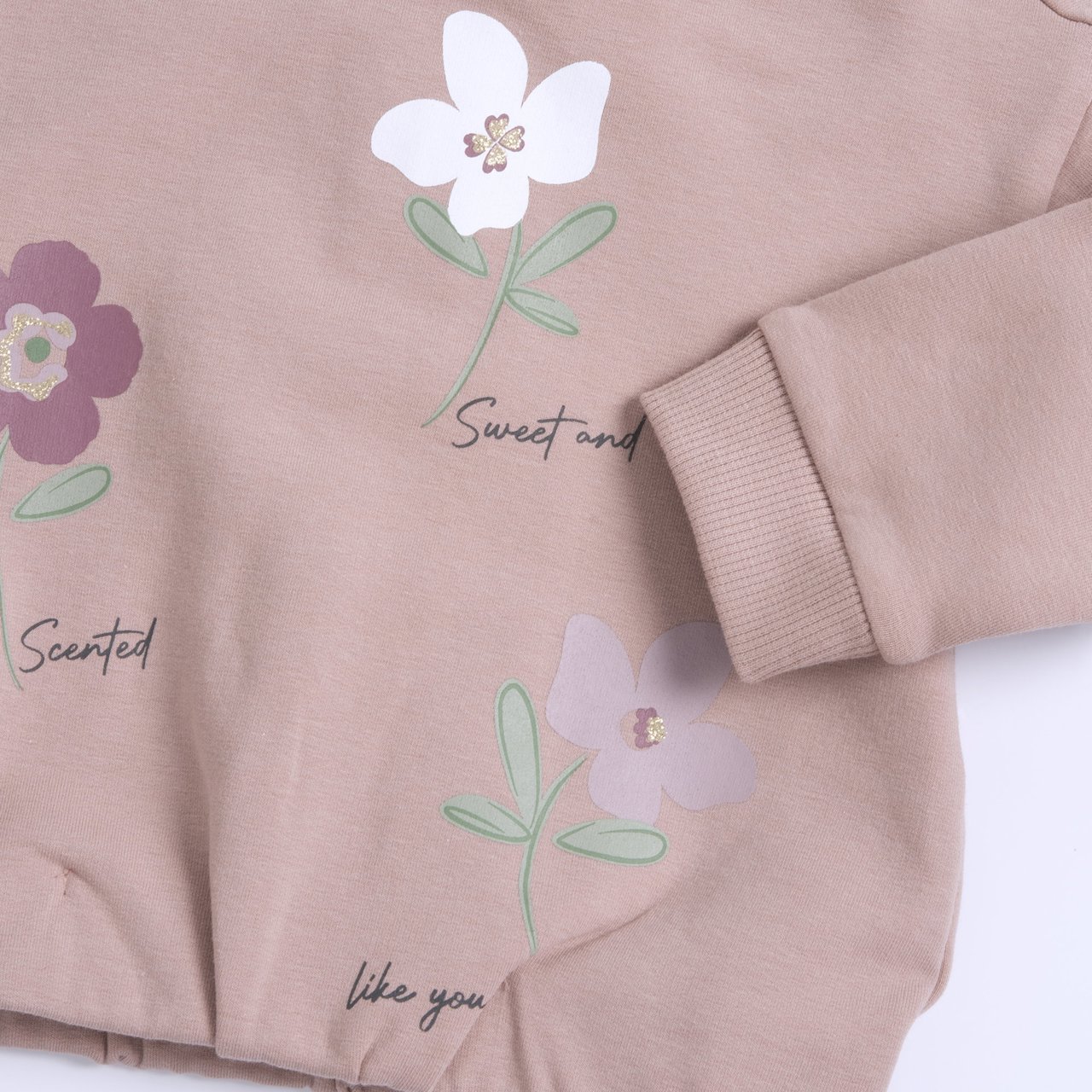 Conjunto de Sudadera Rosa con Flores y Pantaones Verdes Chicco - 2
