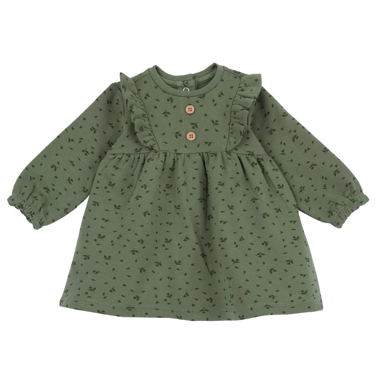 Vestido de Manga Larga Verde con Flores Chicco - 0