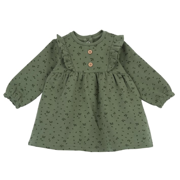 Vestido de Manga Larga Verde con Flores