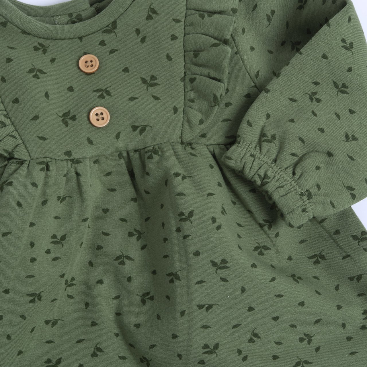 Vestido de Manga Larga Verde con Flores Chicco - 2