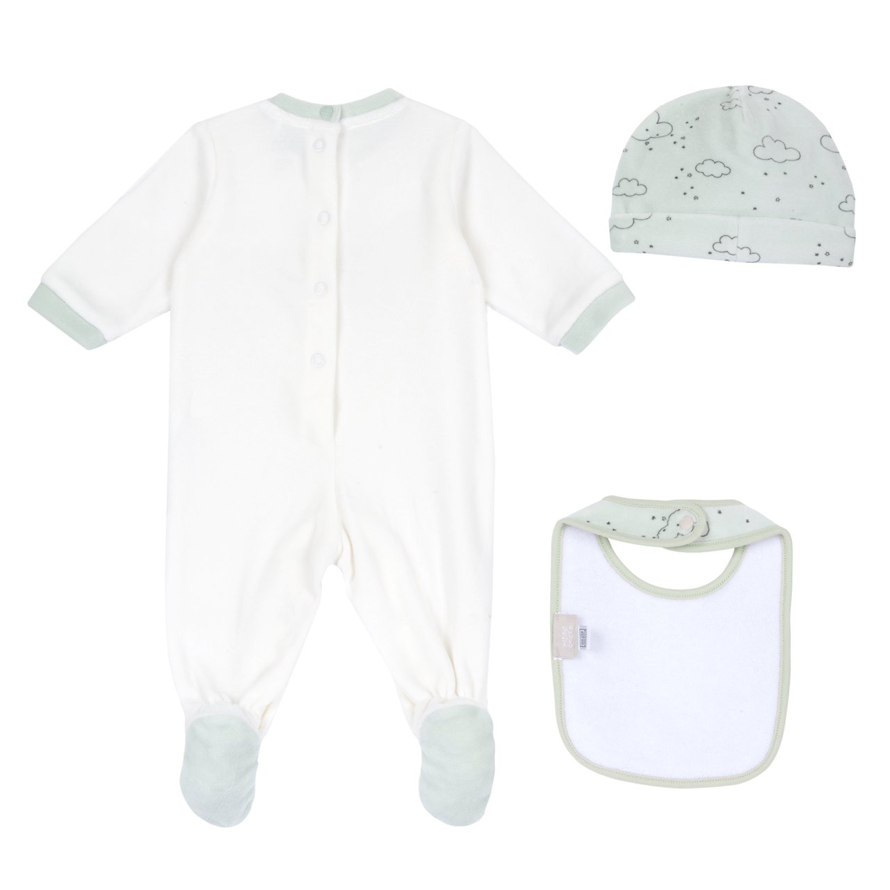 Conjunto con Pelele, Gorro y Babero Verde Chicco - 1