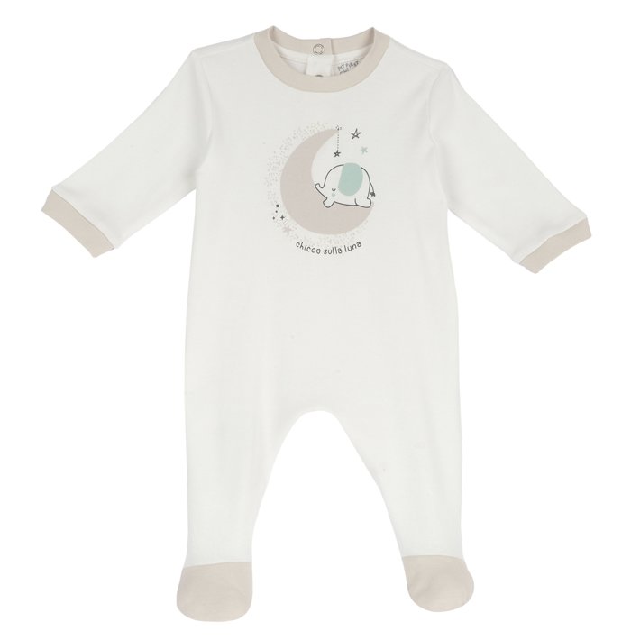 Pelele Blanco con Elefante y Luna